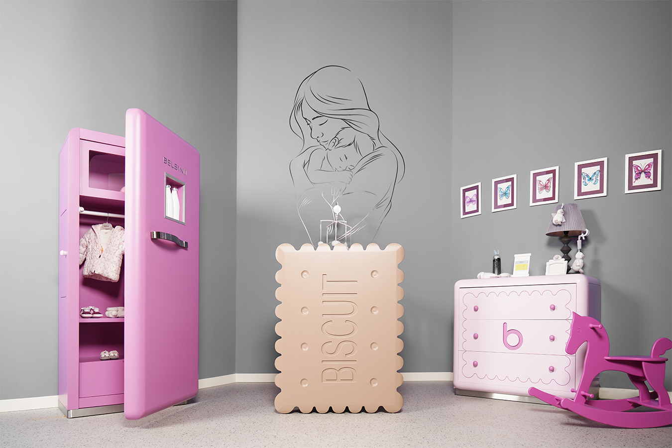 تخت نوزاد بدون آسانسور 1 طرف لمسه بیسکوییت 